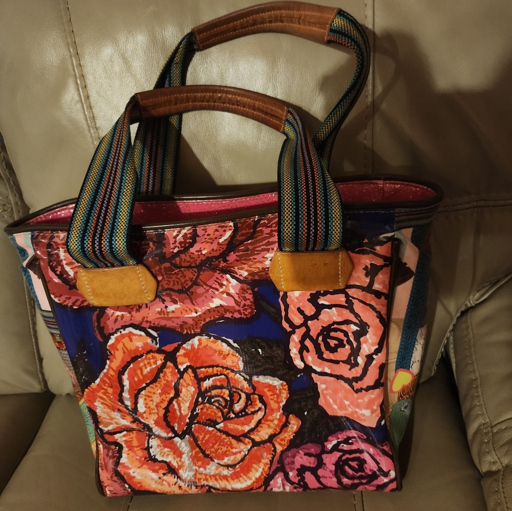 Consuela Floral Tote Bag - Blue, Pink, Orange